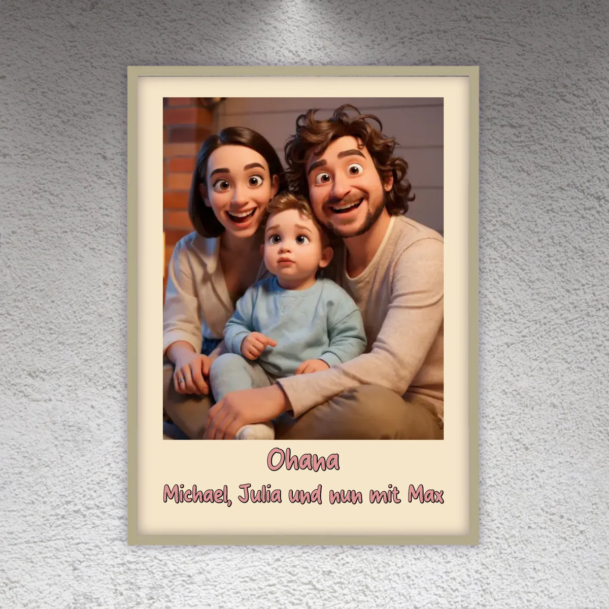 Familien Foto in Cartoon und Zeichentrick - individuelle Leinwand