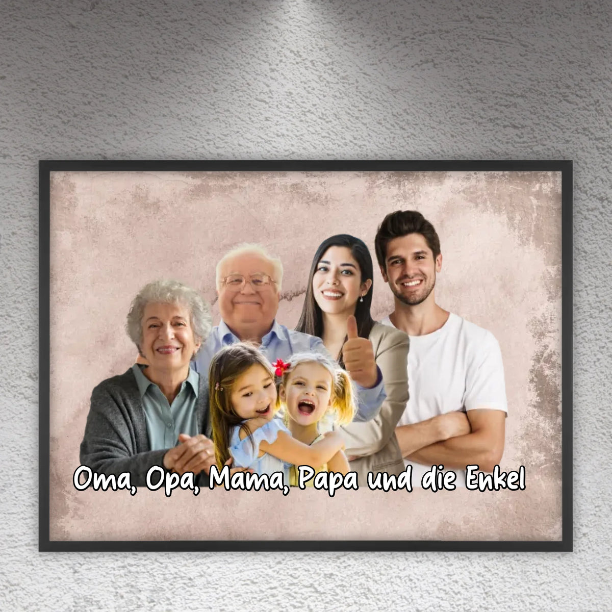 mehrere Personen vereint aus einzelnen Fotos - individuelles Poster mit Galerierahmen | Personalize Palace