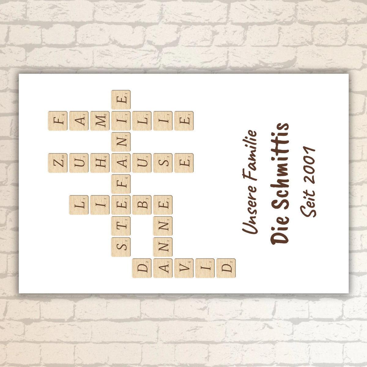 Scrabble deine Namen - individuelle Poster mit Galerierahmen oder als Leinwand