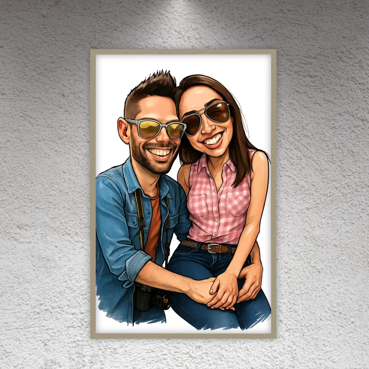 Deine Familie als Karikatur - individuelles Poster mit Rahmen