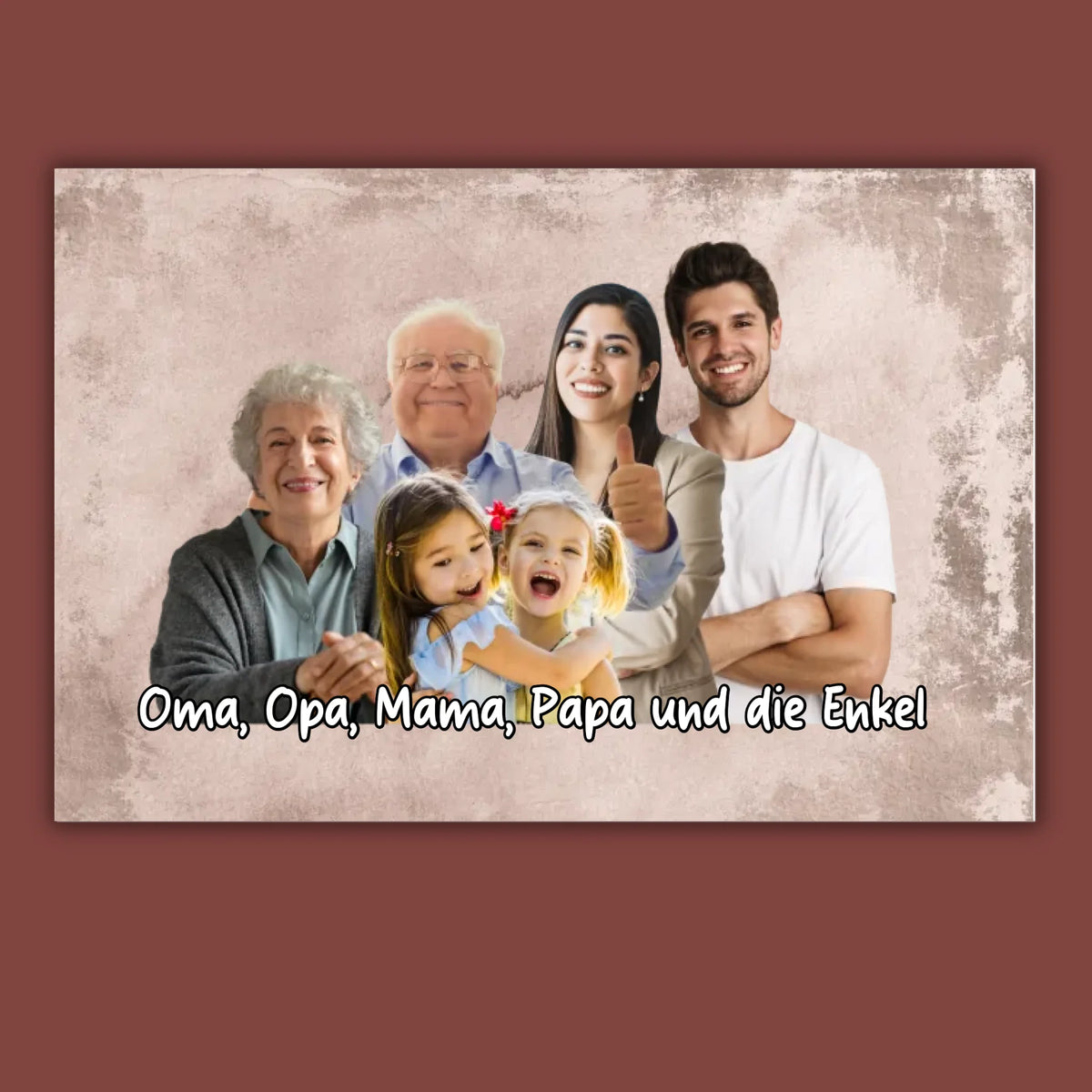 Several people combined from individual photos - individual poster with gallery frame
