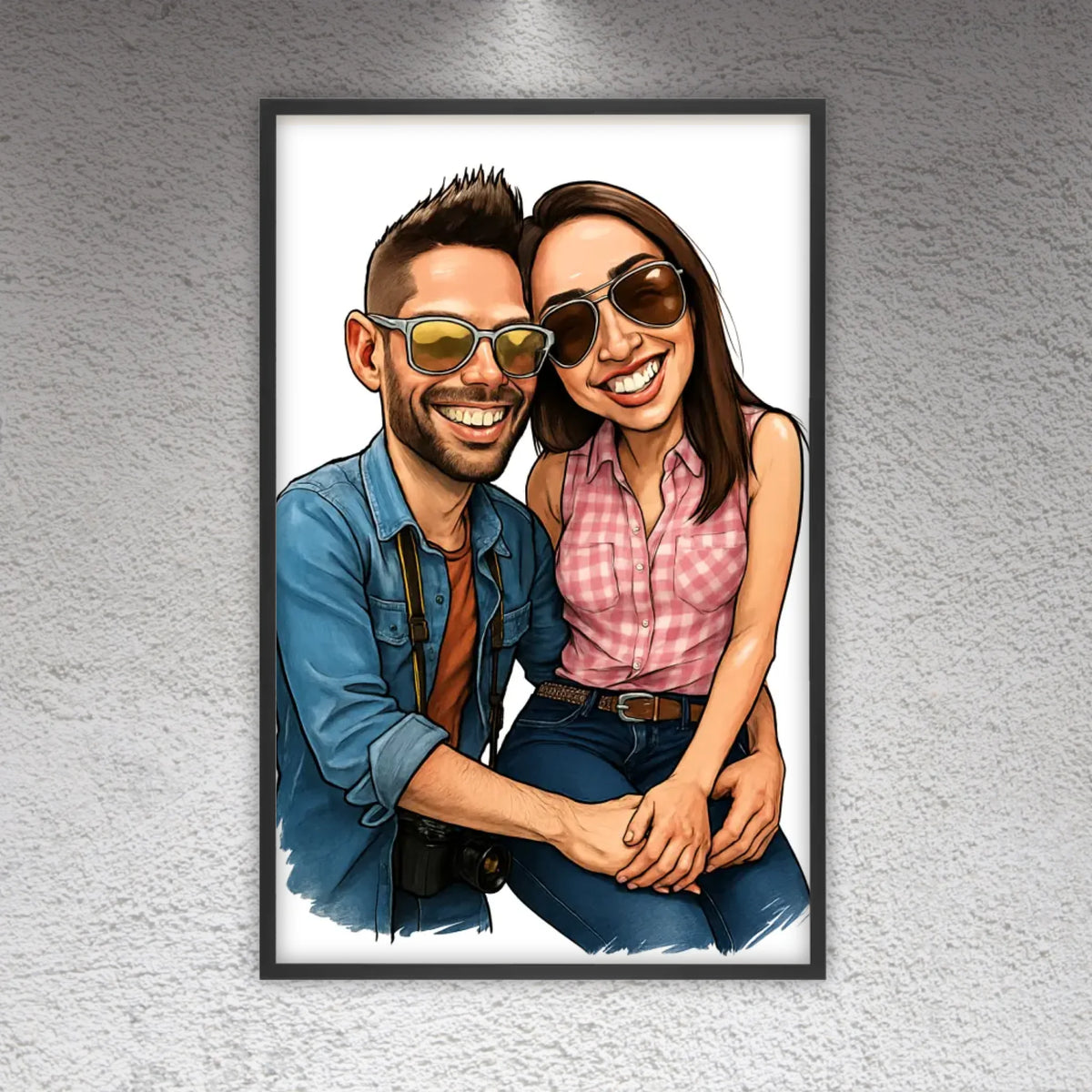 Deine Familie als Karikatur - individuelles Poster mit Rahmen