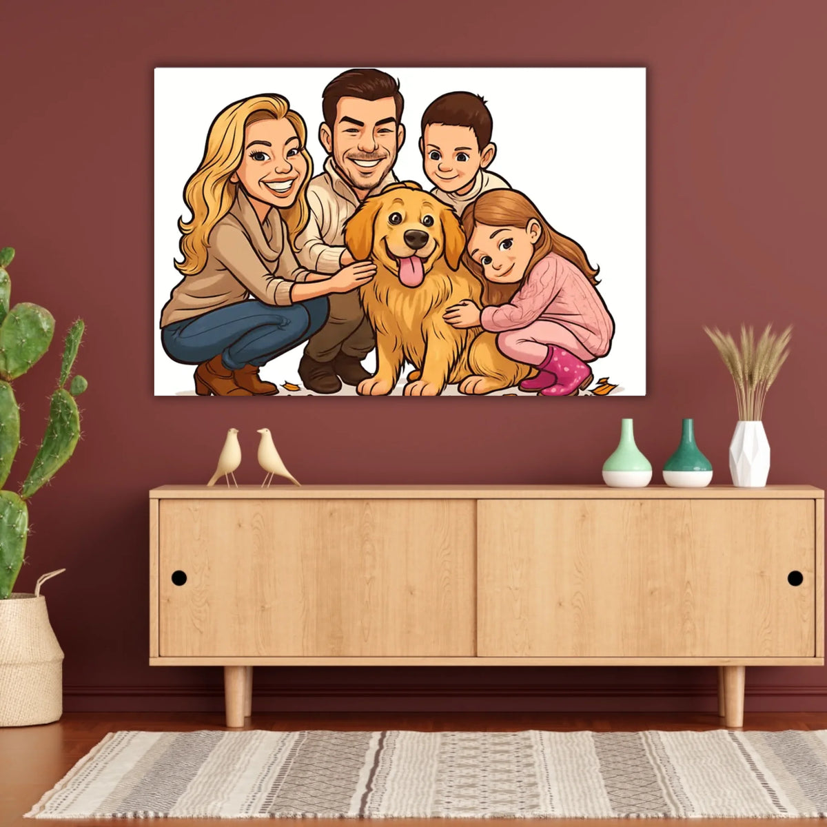 Deine Familie als Karikatur - individuelles Poster mit Rahmen