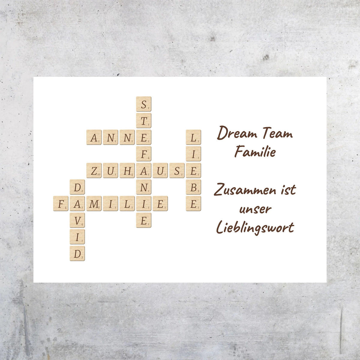 Familien Scrabble - individuelle Poster mit Galerierahmen oder als Leinwand | Personalize Palace