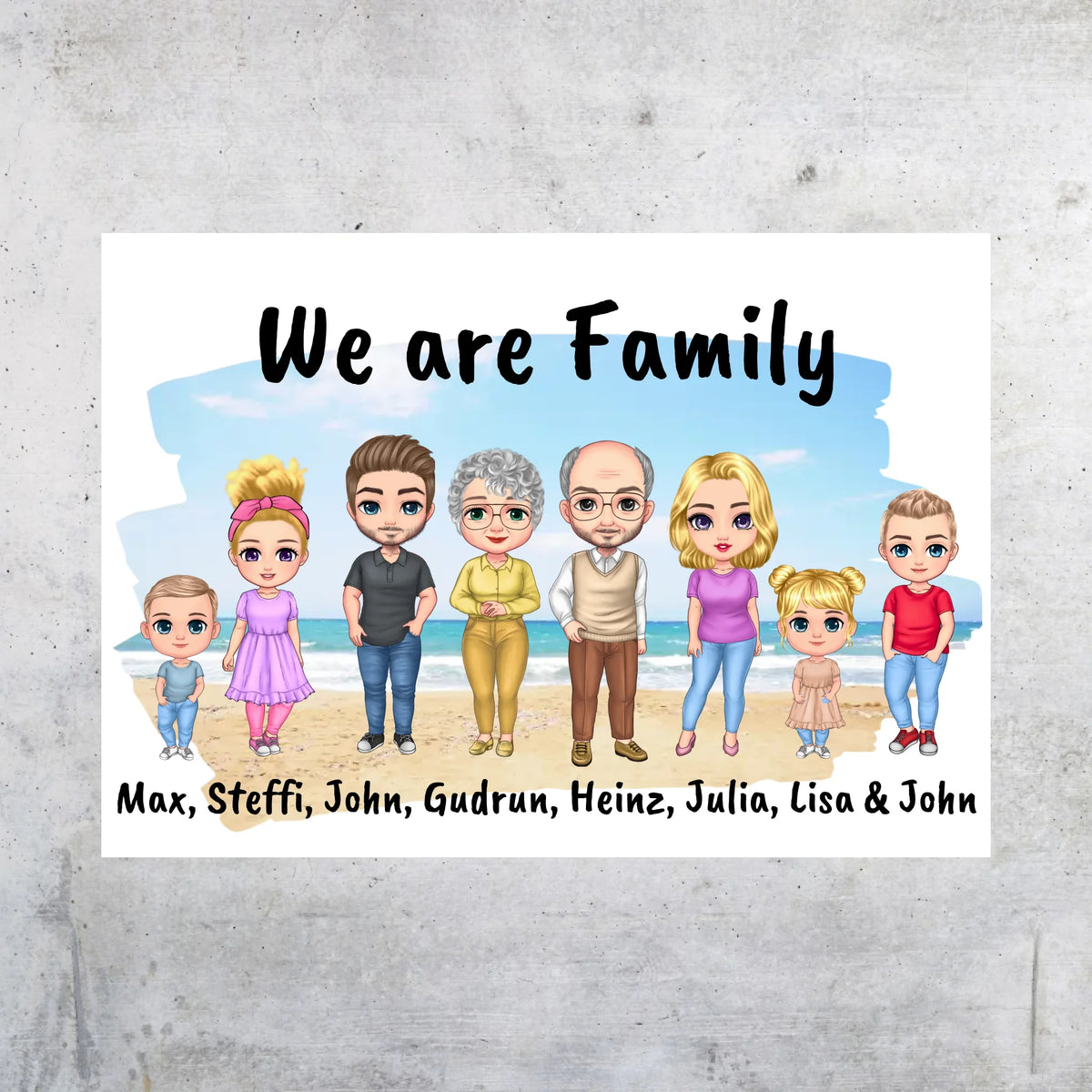 Familienbild Chibi - Individuelles Bild mit Galerierahmen oder als Leinwand | Personalize Palace