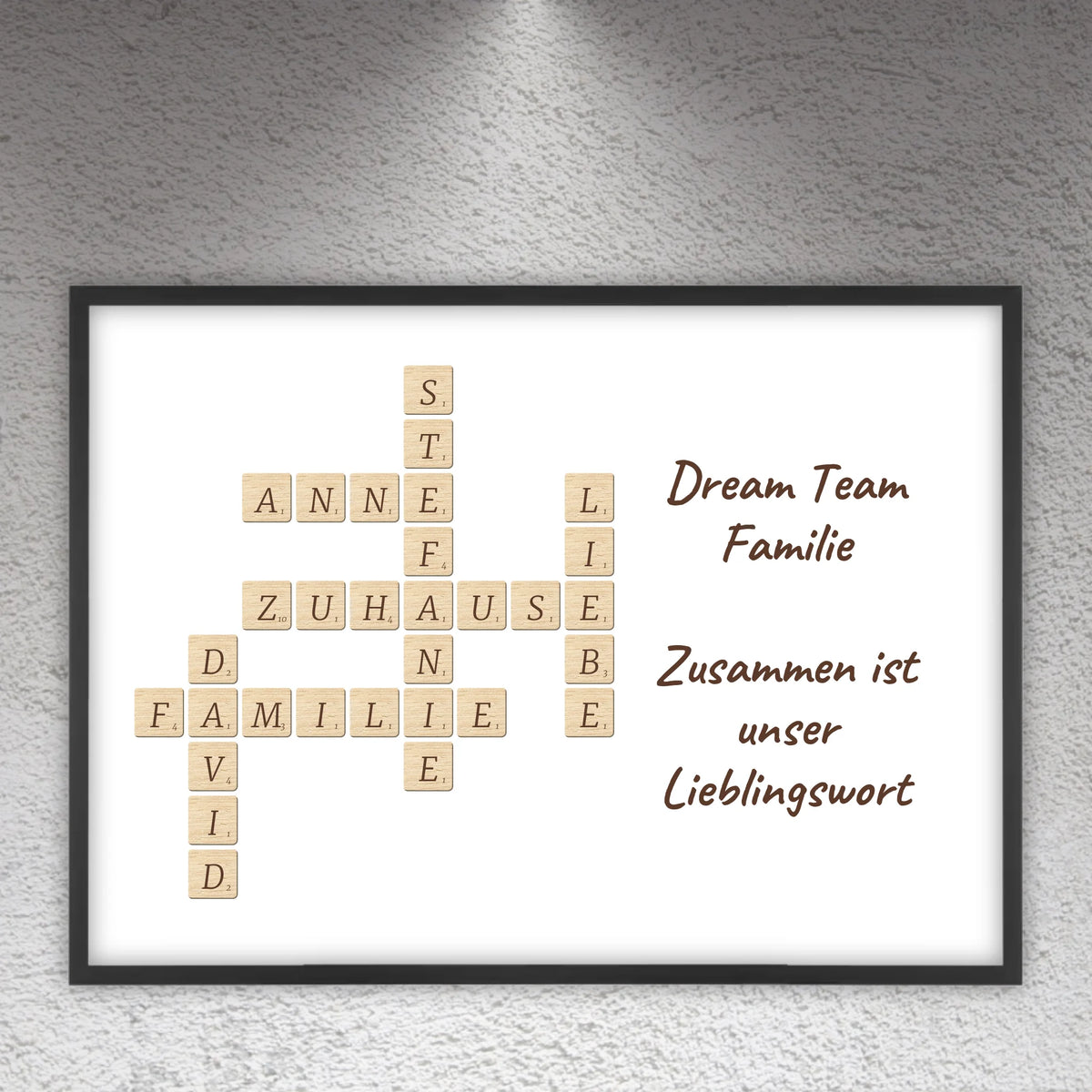 Familien Scrabble - individuelle Poster mit Galerierahmen oder als Leinwand | Personalize Palace