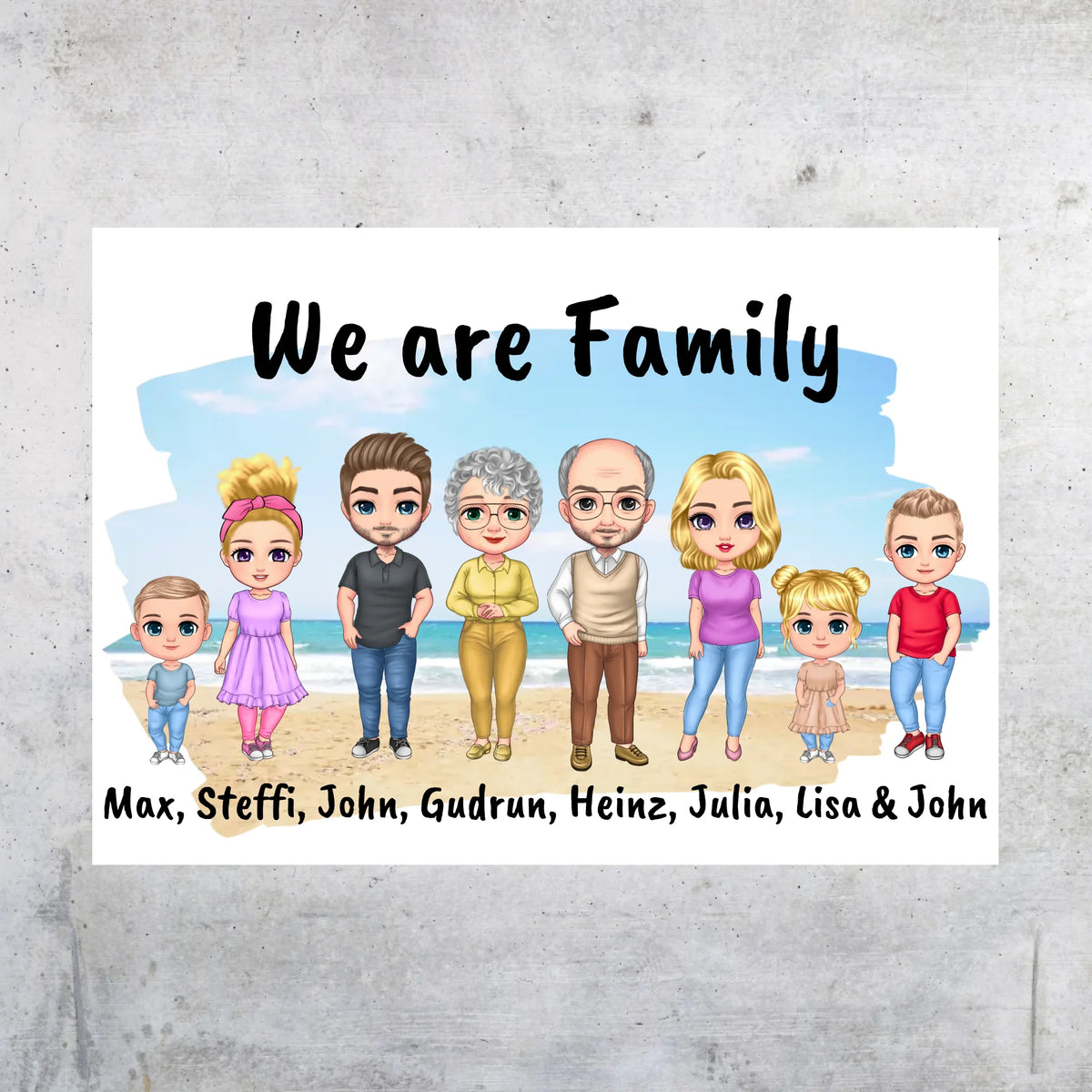 Familienbild Chibi - Individuelles Bild mit Galerierahmen oder als Leinwand | Personalize Palace