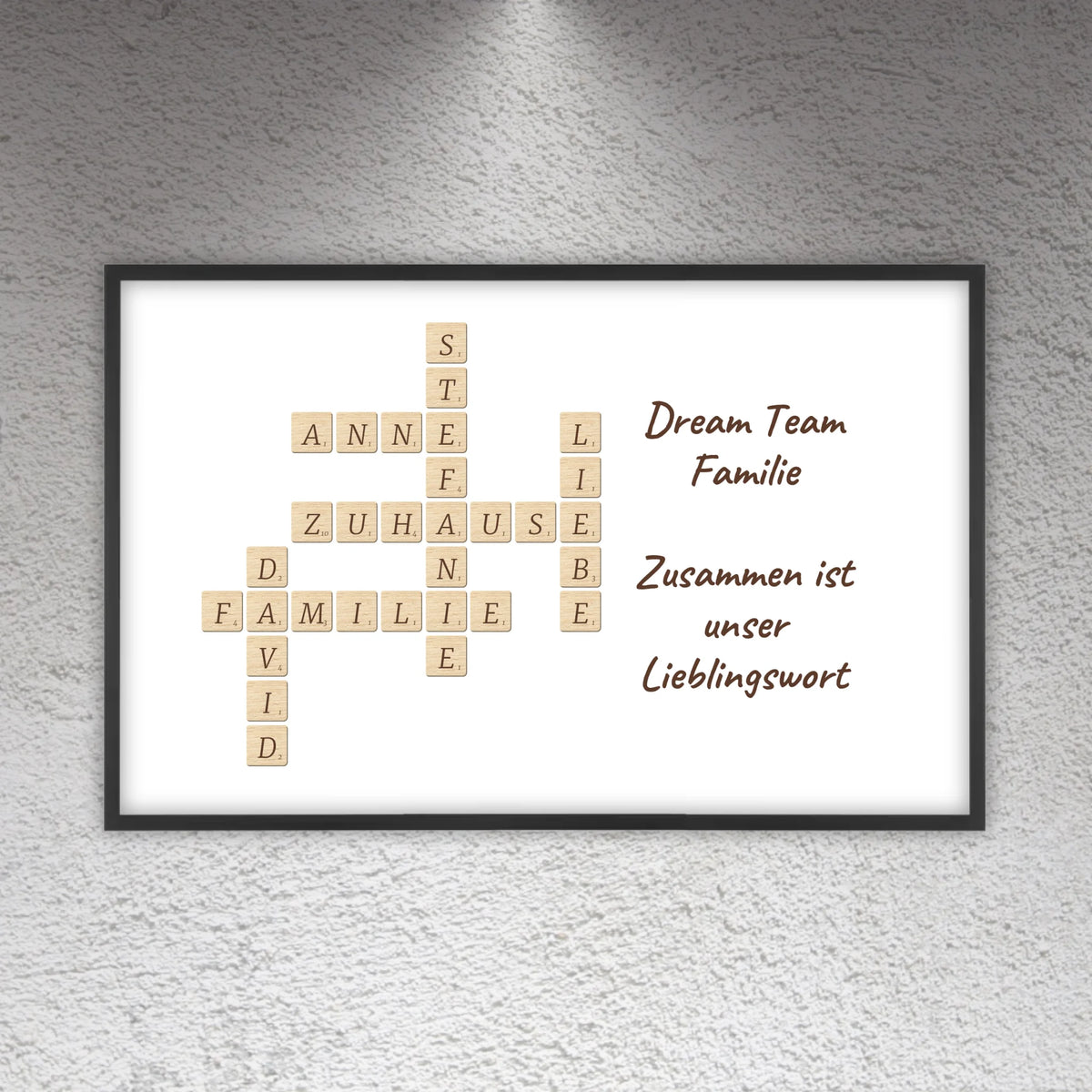 Familien Scrabble - individuelle Poster mit Galerierahmen oder als Leinwand | Personalize Palace