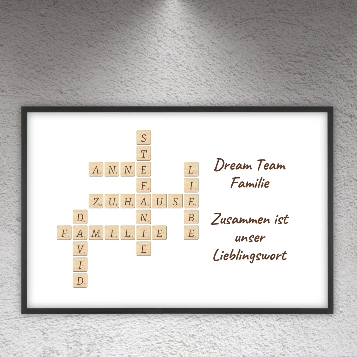 Familien Scrabble - individuelle Poster mit Galerierahmen oder als Leinwand | Personalize Palace