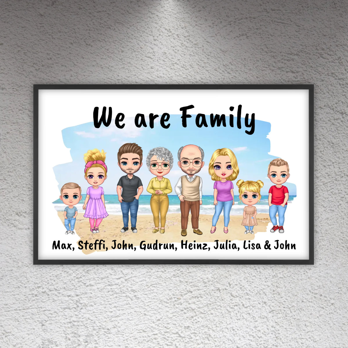 Familienbild Chibi - Individuelles Bild mit Galerierahmen oder als Leinwand | Personalize Palace
