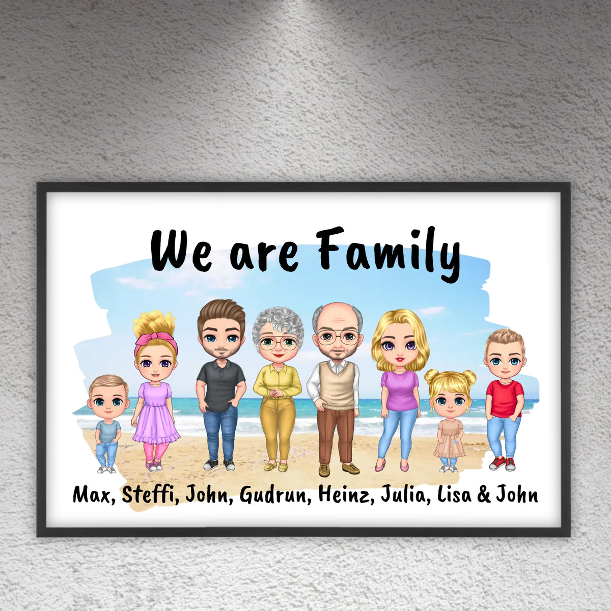 Familienbild Chibi - Individuelles Bild mit Galerierahmen oder als Leinwand | Personalize Palace