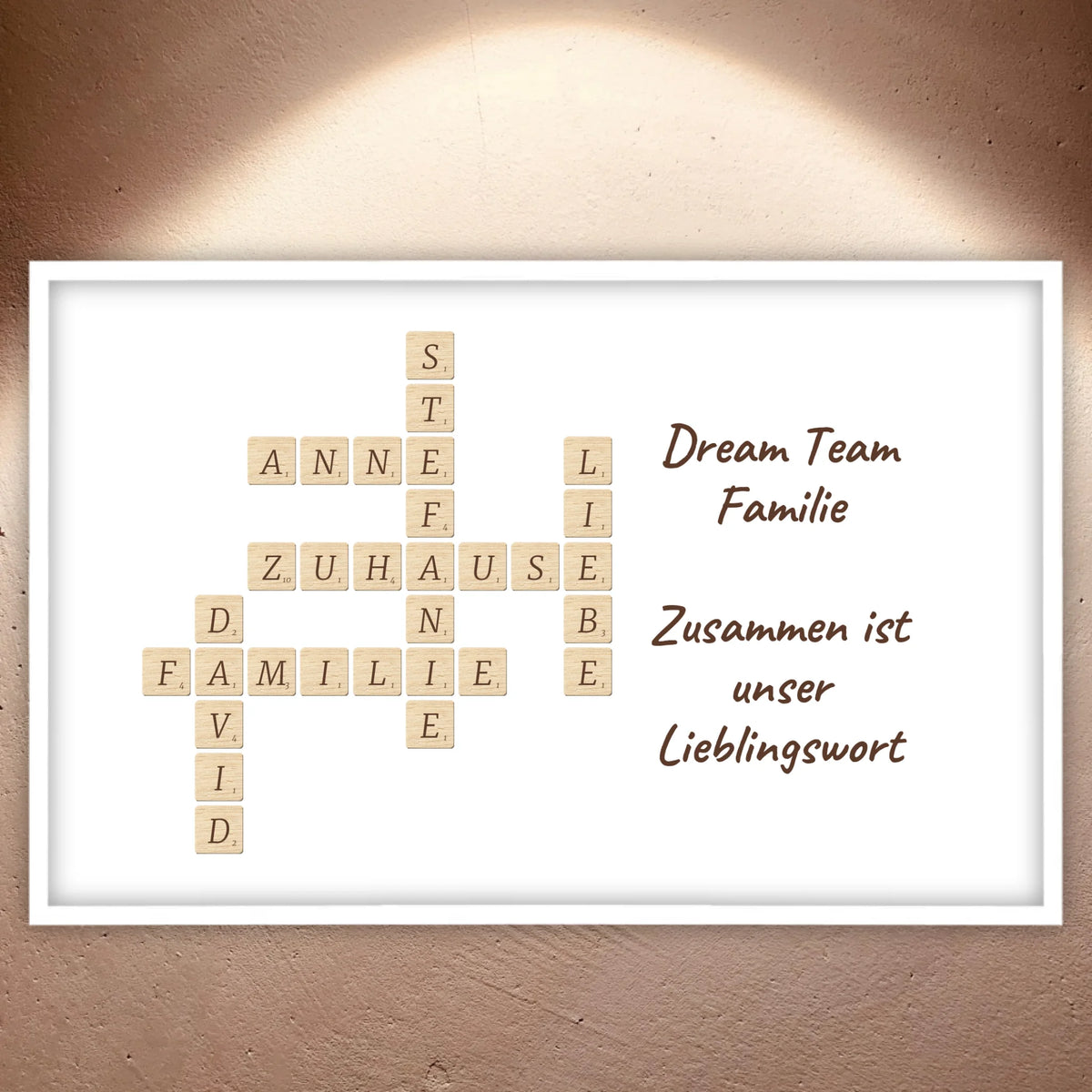 Familien Scrabble - individuelle Poster mit Galerierahmen oder als Leinwand | Personalize Palace