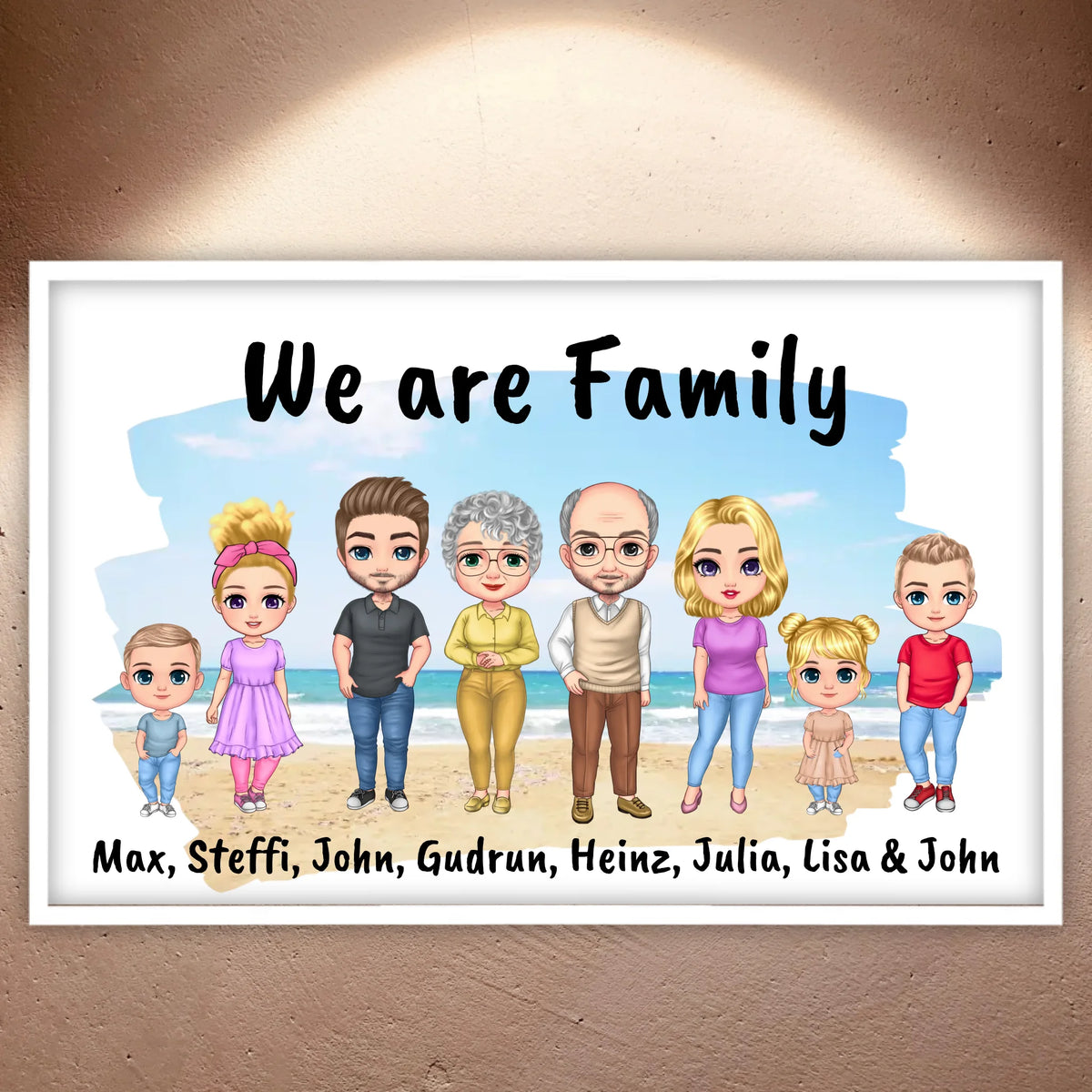Familienbild Chibi - Individuelles Bild mit Galerierahmen oder als Leinwand | Personalize Palace