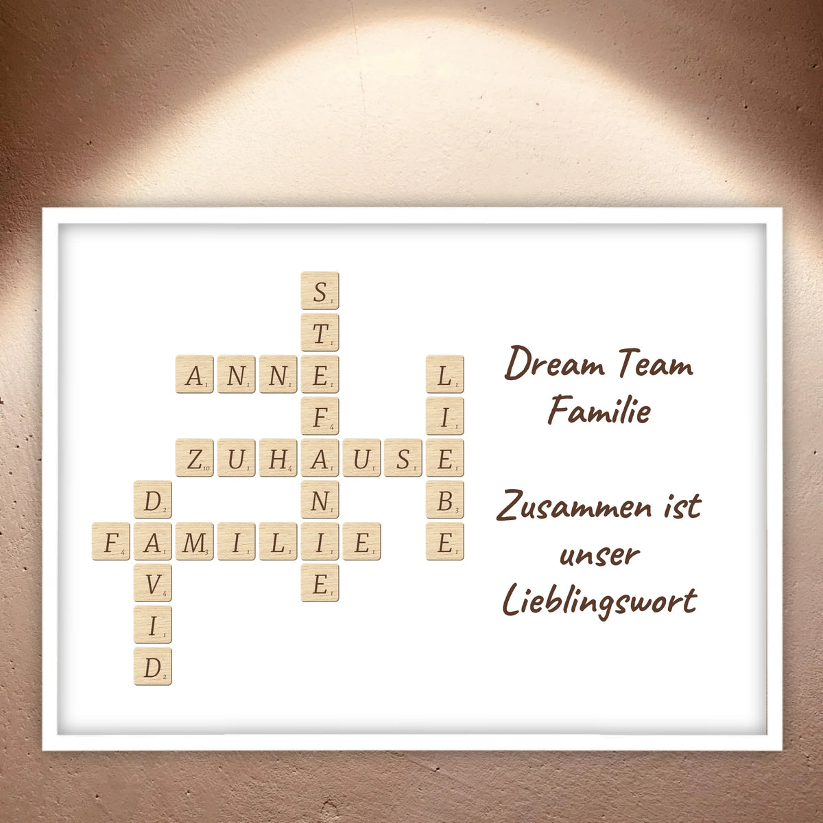 Familien Scrabble - individuelle Poster mit Galerierahmen oder als Leinwand | Personalize Palace