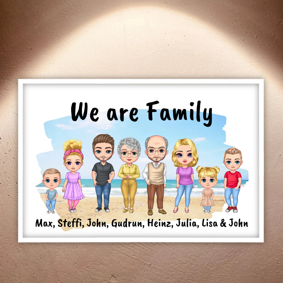 Familienbild Chibi - Individuelles Bild mit Galerierahmen oder als Leinwand | Personalize Palace
