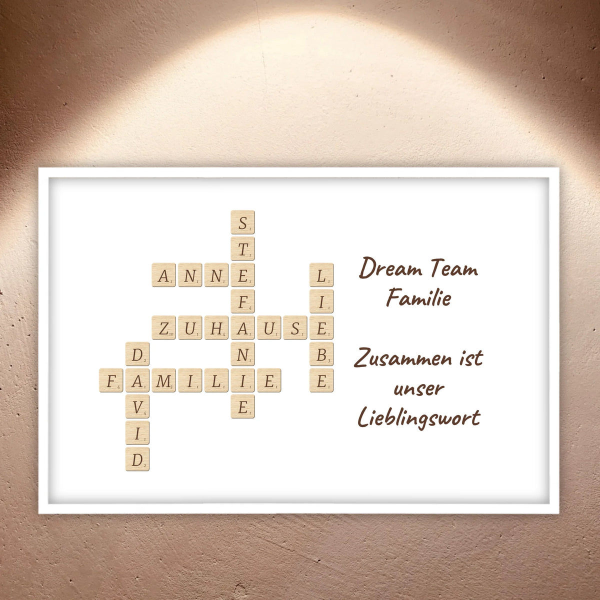 Familien Scrabble - individuelle Poster mit Galerierahmen oder als Leinwand | Personalize Palace