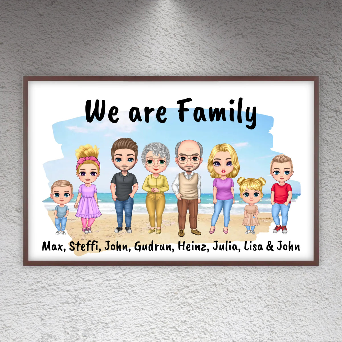 Familienbild Chibi - Individuelles Bild mit Galerierahmen oder als Leinwand | Personalize Palace