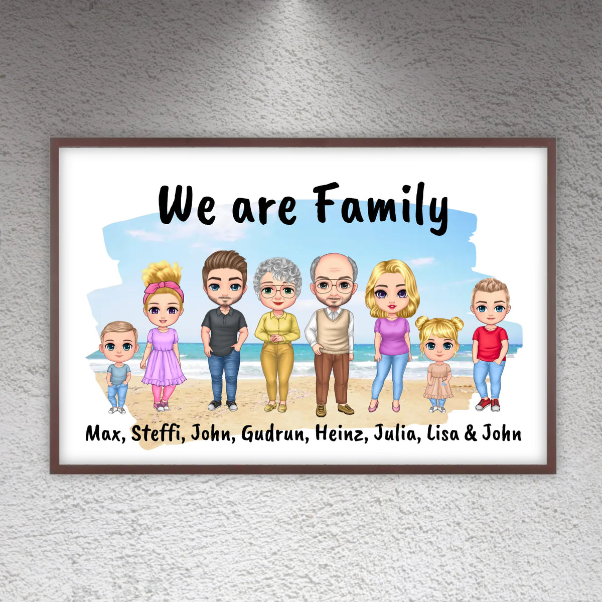 Familienbild Chibi - Individuelles Bild mit Galerierahmen oder als Leinwand | Personalize Palace