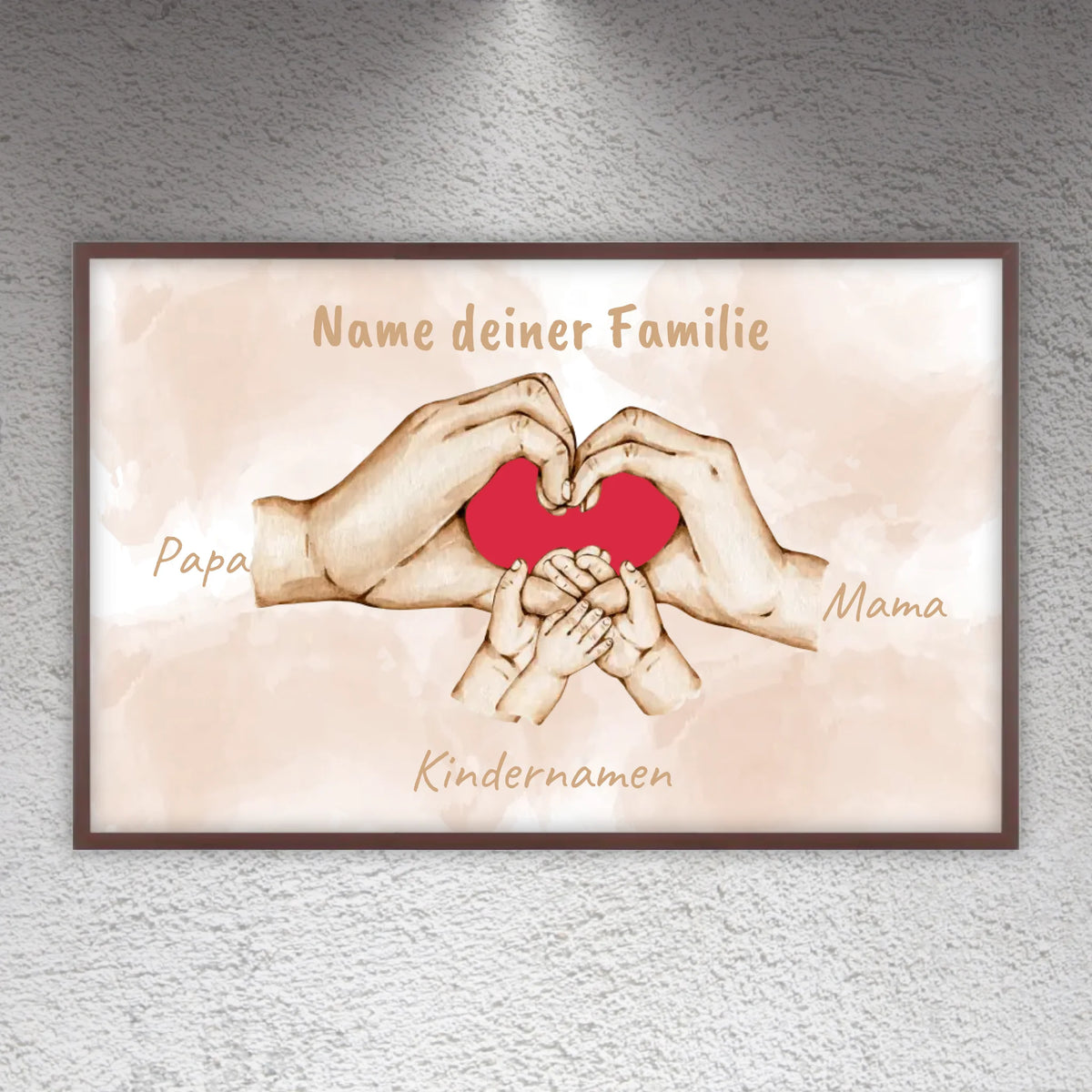 Herzhand "Familie"- Individuelles Bild mit Galerierahmen | Personalize Palace