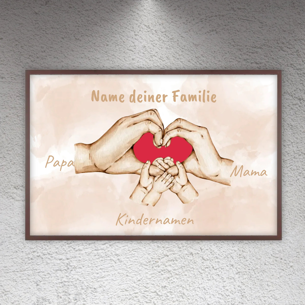 Herzhand "Familie"- Individuelles Bild mit Galerierahmen | Personalize Palace