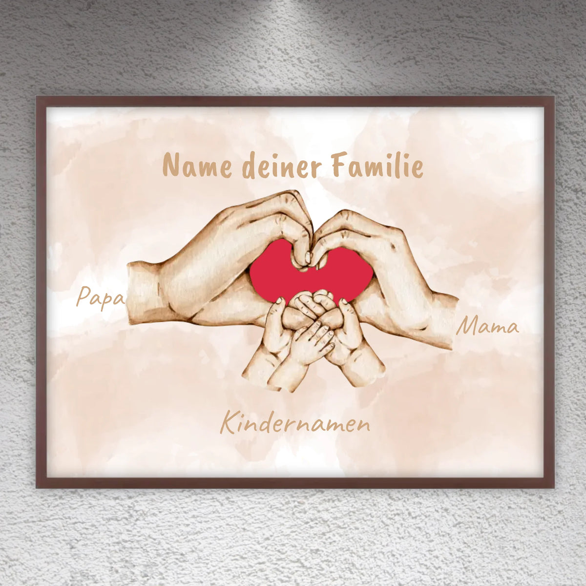 Herzhand "Familie"- Individuelles Bild mit Galerierahmen | Personalize Palace