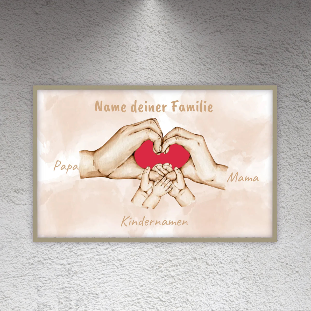 Herzhand "Familie"- Individuelles Bild mit Galerierahmen | Personalize Palace