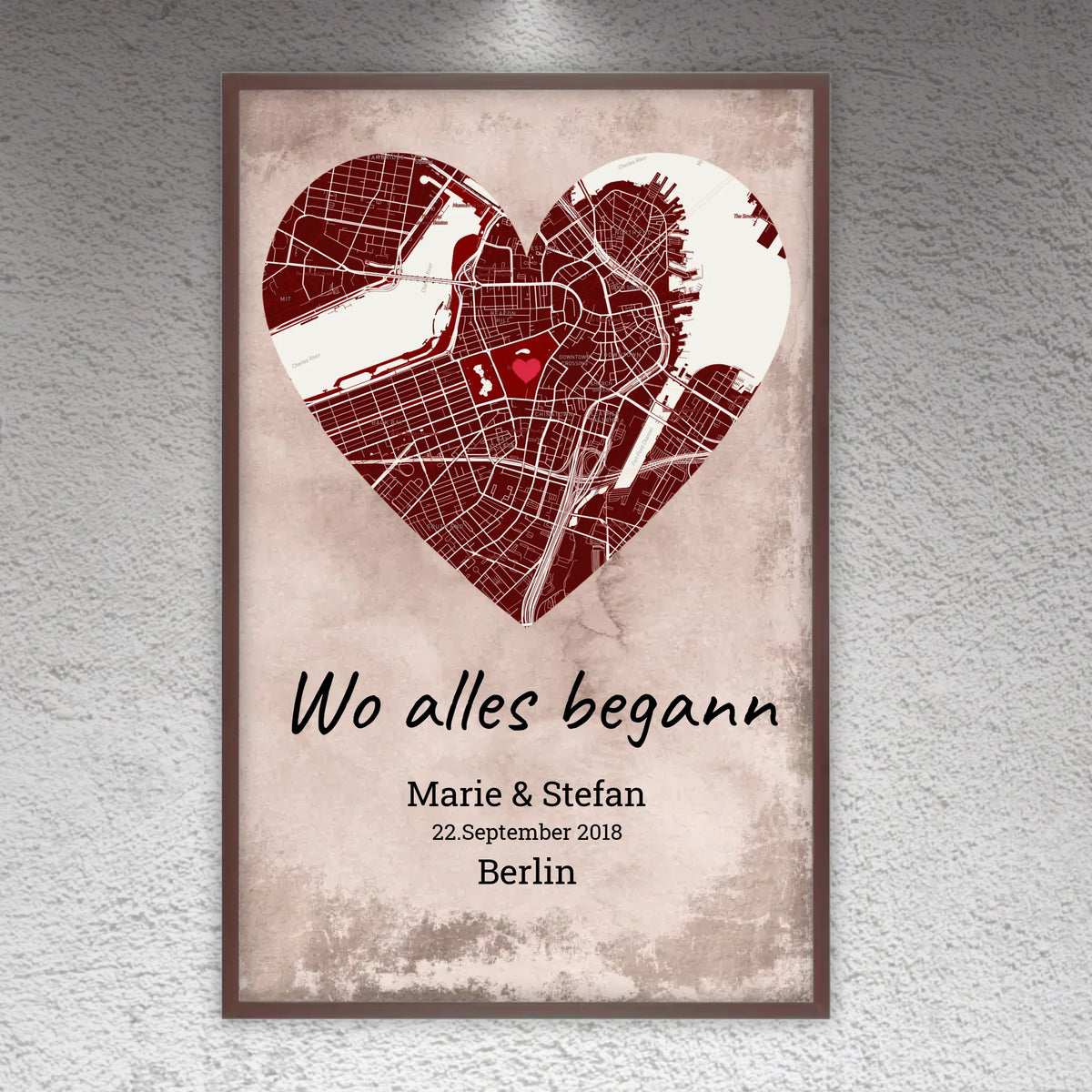Wo alles begann - individuelles Poster mit Galerierahmen | Personalize Palace