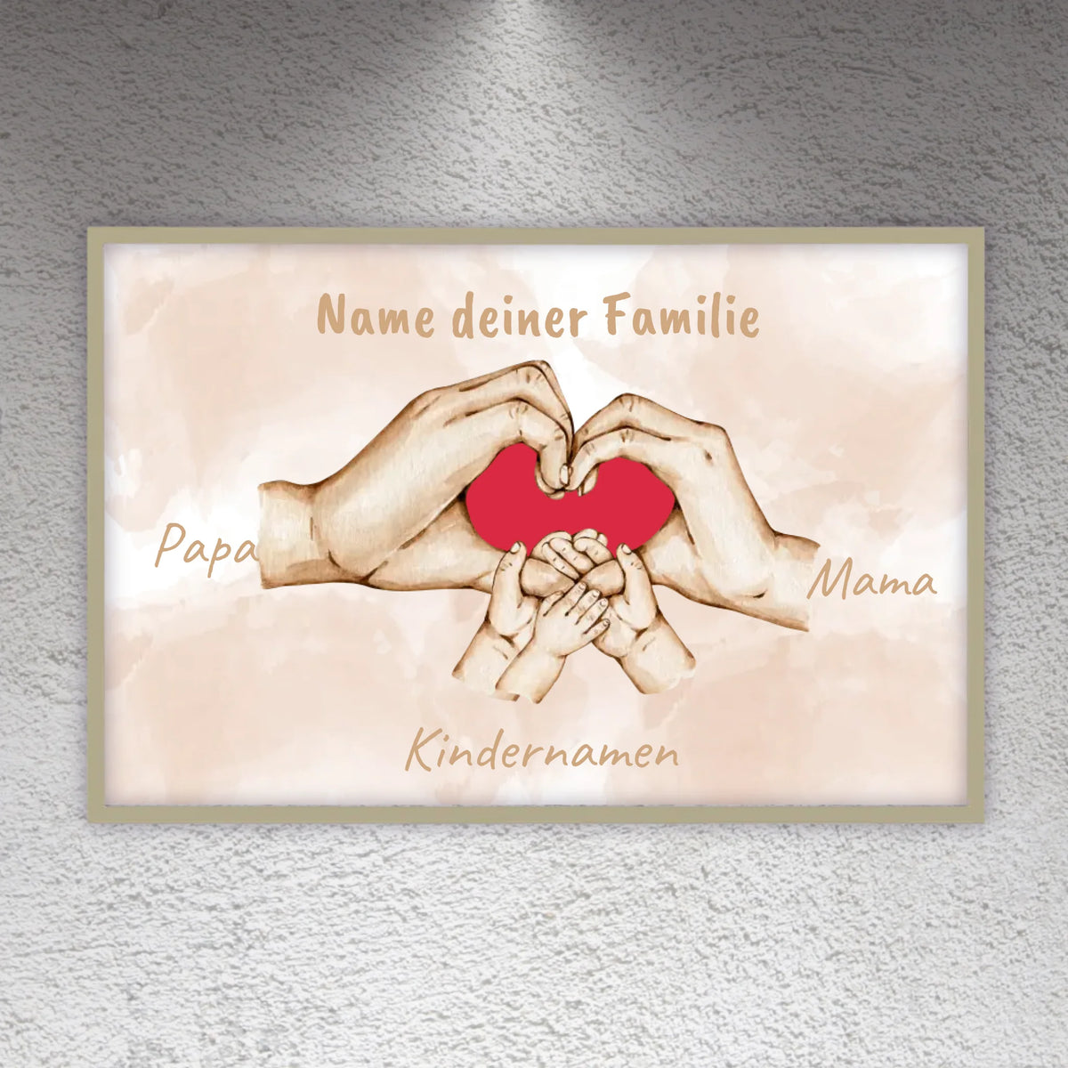 Herzhand "Familie"- Individuelles Bild mit Galerierahmen | Personalize Palace