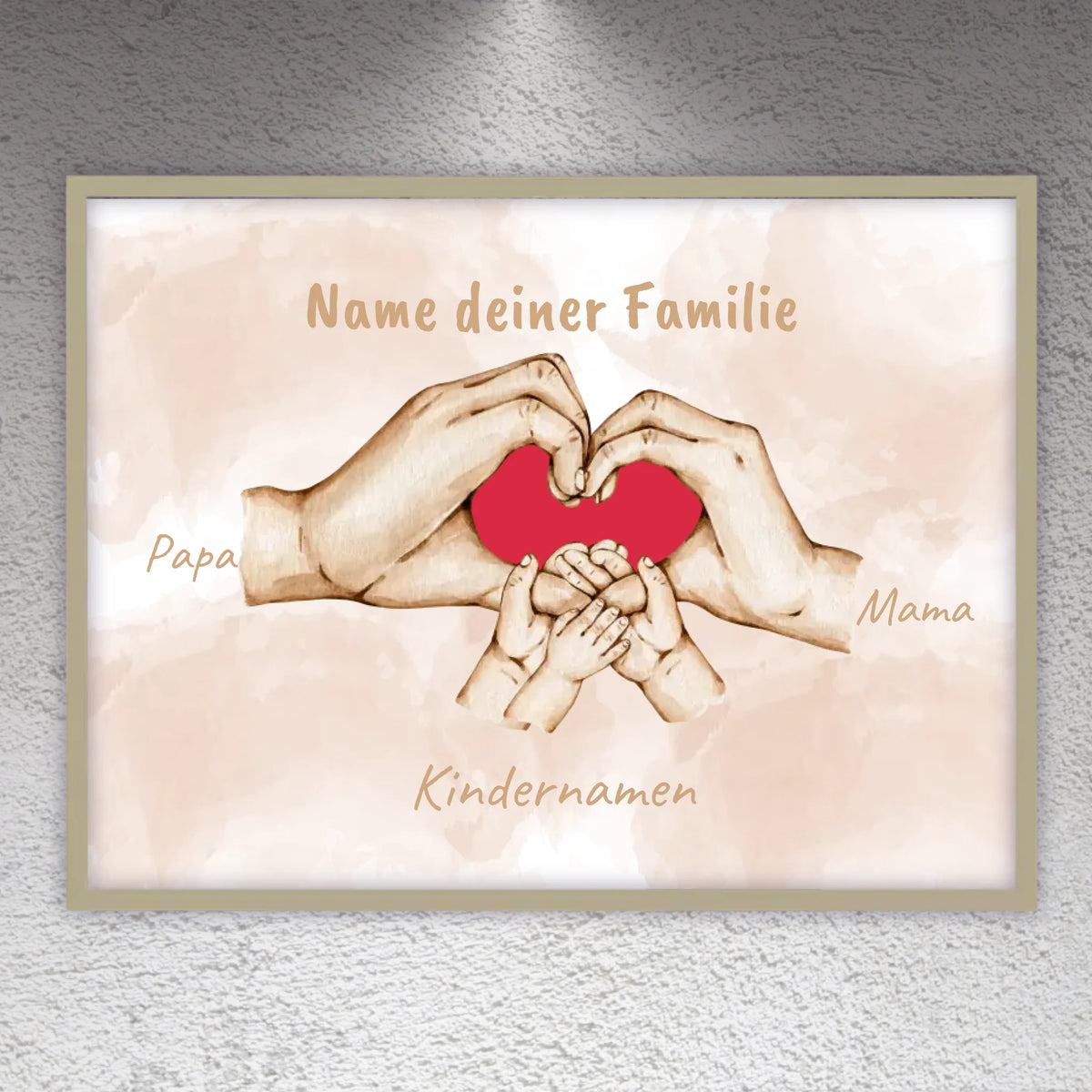 Herzhand "Familie"- Individuelles Bild mit Galerierahmen | Personalize Palace