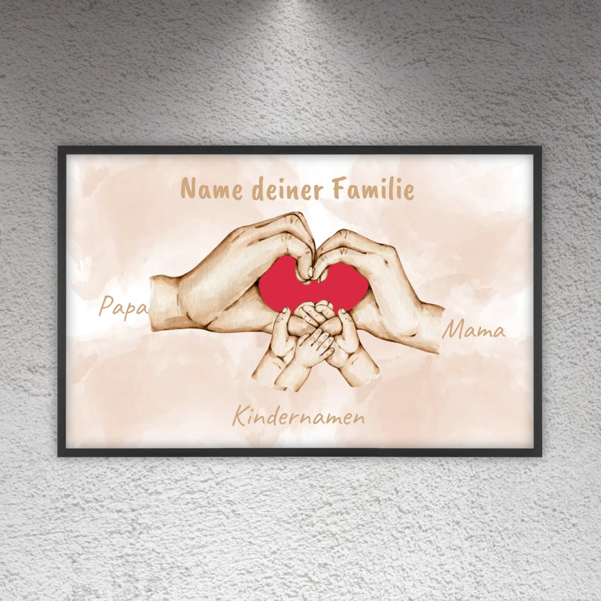 Herzhand "Familie"- Individuelles Bild mit Galerierahmen | Personalize Palace