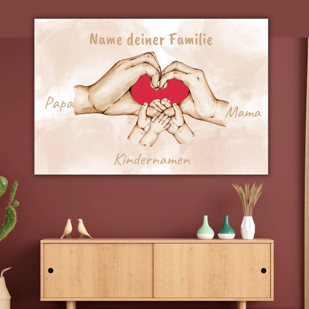 Heart Hand "Family" - Individual picture with gallery frame