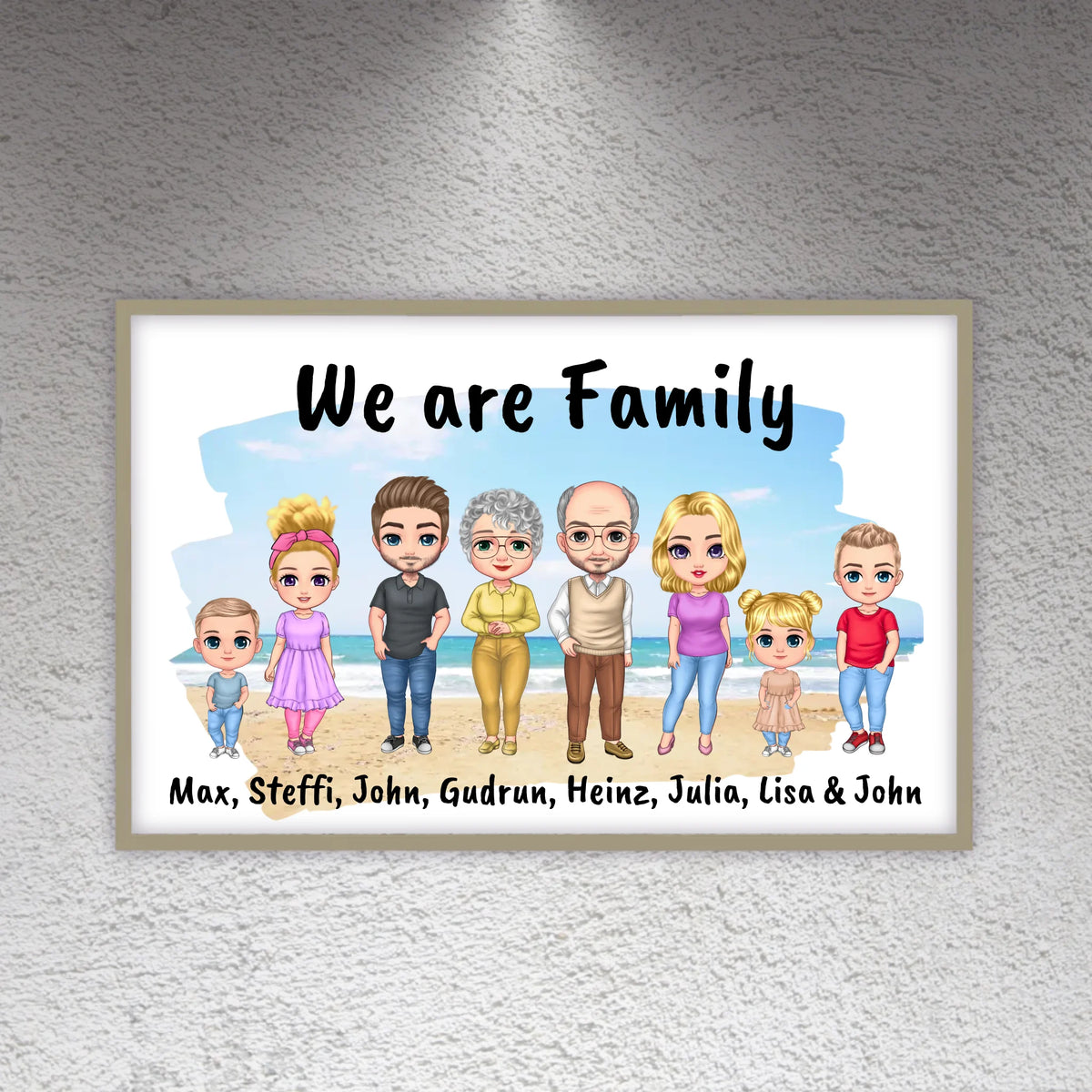 Familienbild Chibi - Individuelles Bild mit Galerierahmen oder als Leinwand | Personalize Palace