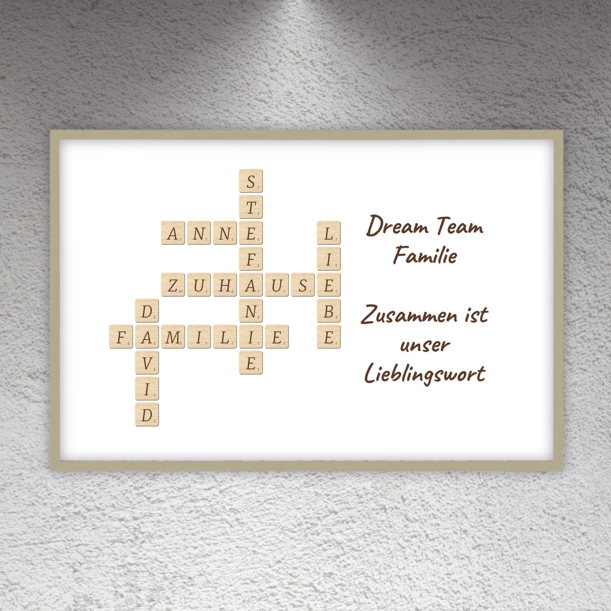 Familien Scrabble - individuelle Poster mit Galerierahmen oder als Leinwand