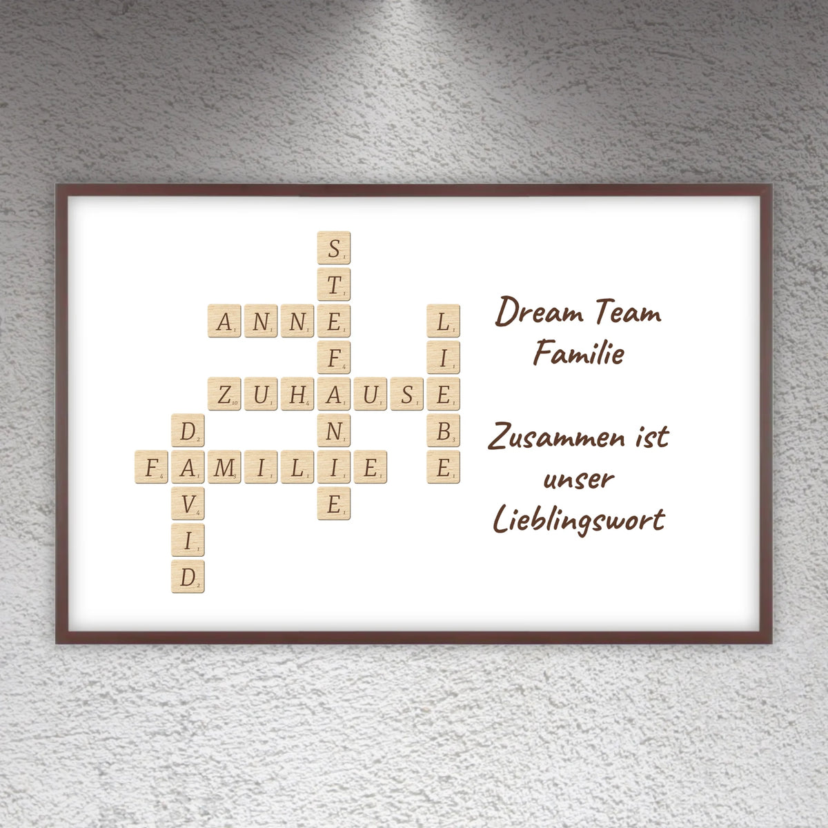 Familien Scrabble - individuelle Poster mit Galerierahmen oder als Leinwand