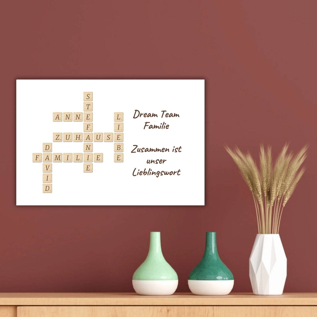 Familien Scrabble - individuelle Poster mit Galerierahmen oder als Leinwand