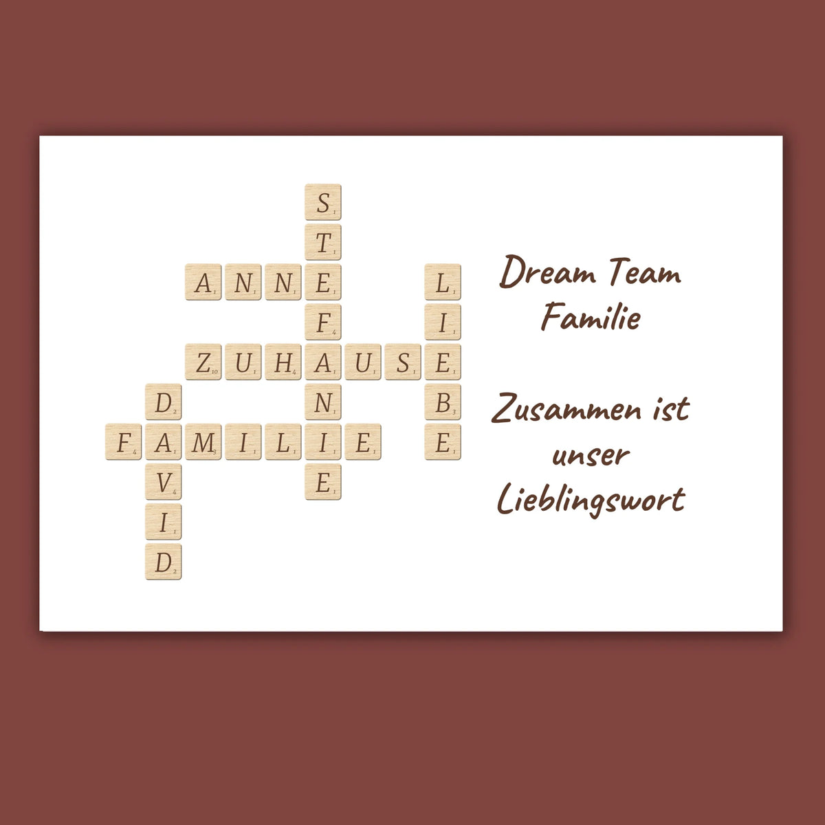 Familien Scrabble - individuelle Poster mit Galerierahmen oder als Leinwand