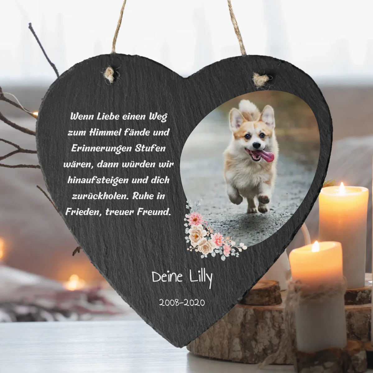 Hunde-Trauerschild und Gedenktafel aus Schiefer - individuelle Schieferplatte | Personalize Palace