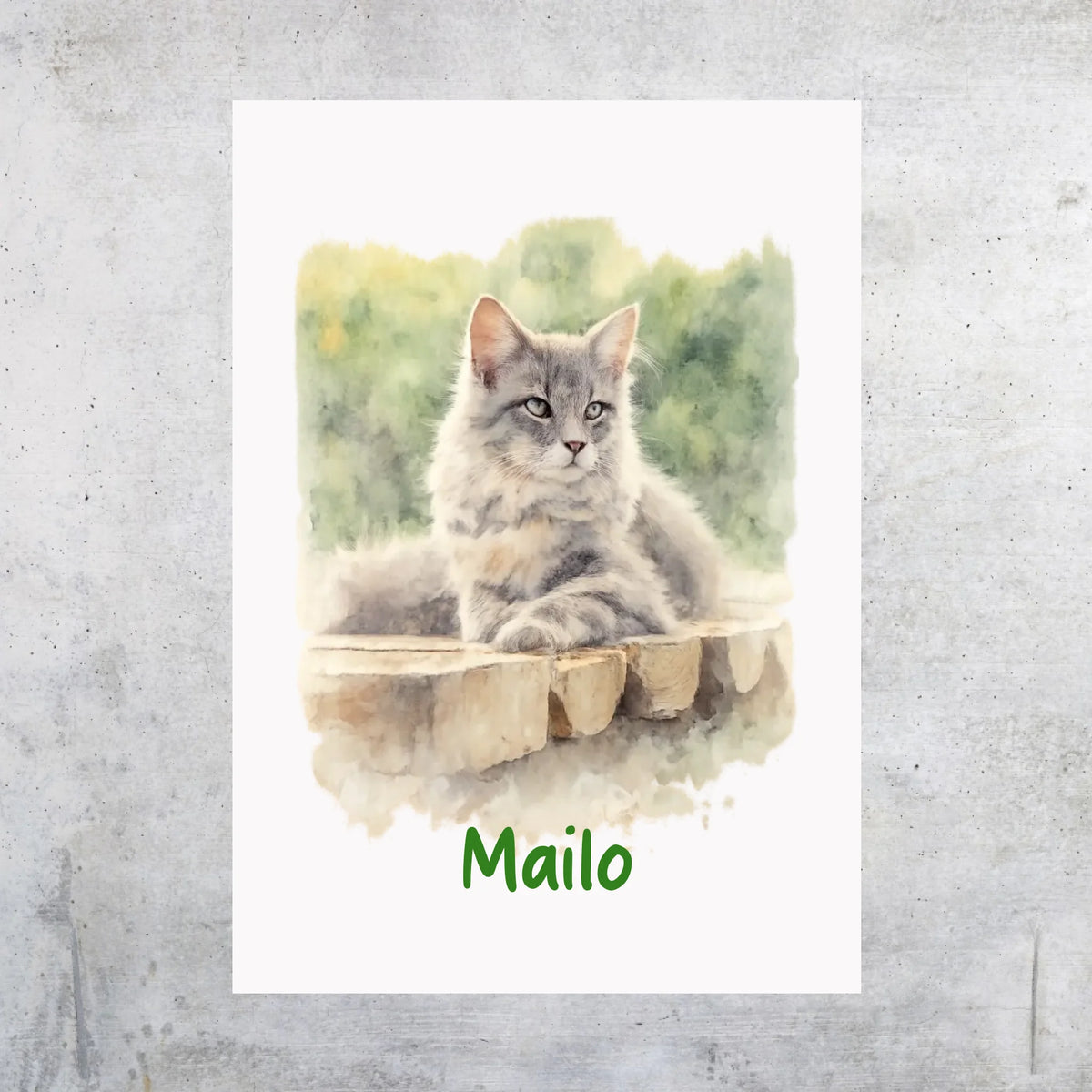Personalisiertes Portrait deiner Katze in Wasserfarben - individuelles Poster oder Leinwand | Personalize Palace