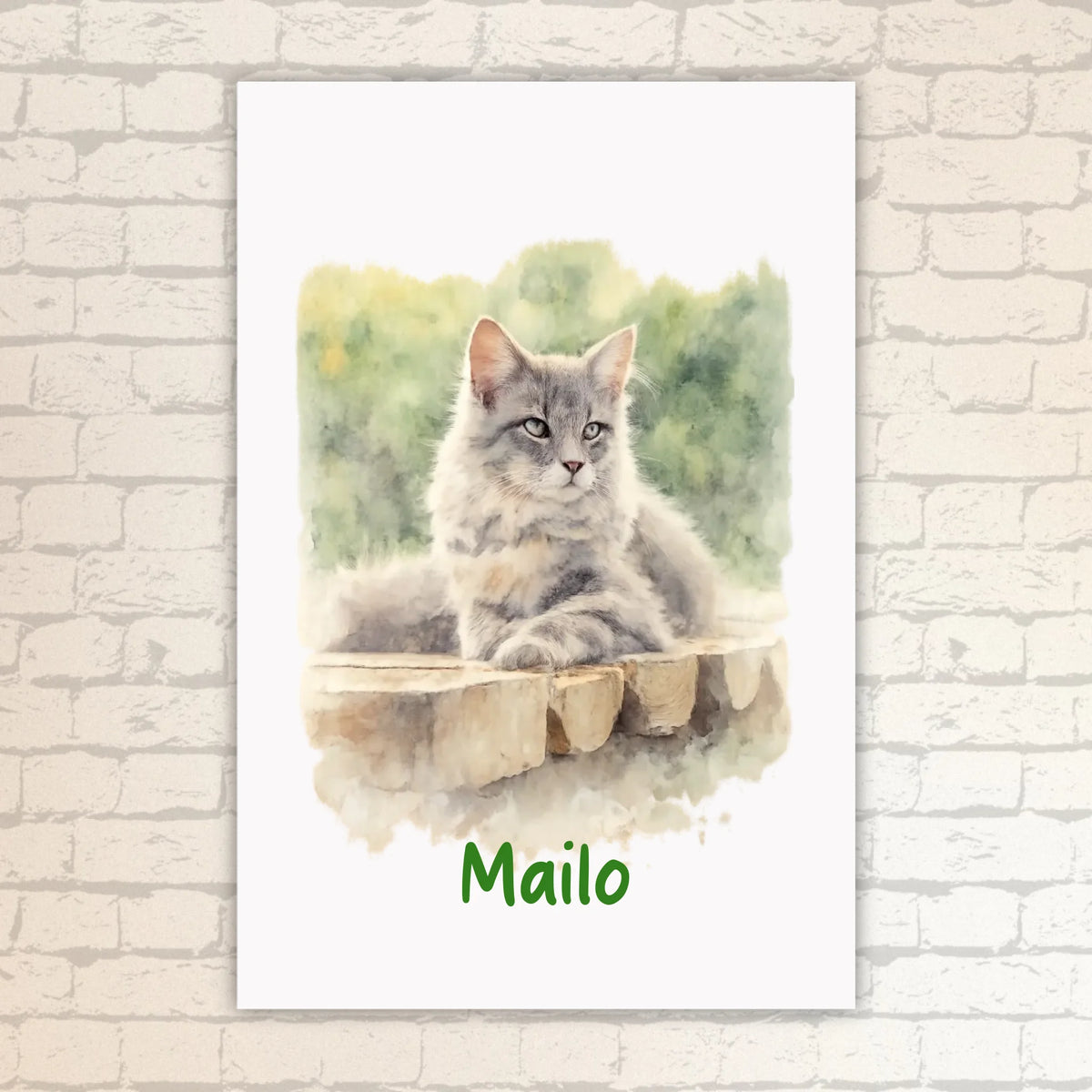 Personalisiertes Portrait deiner Katze in Wasserfarben - individuelles Poster oder Leinwand | Personalize Palace