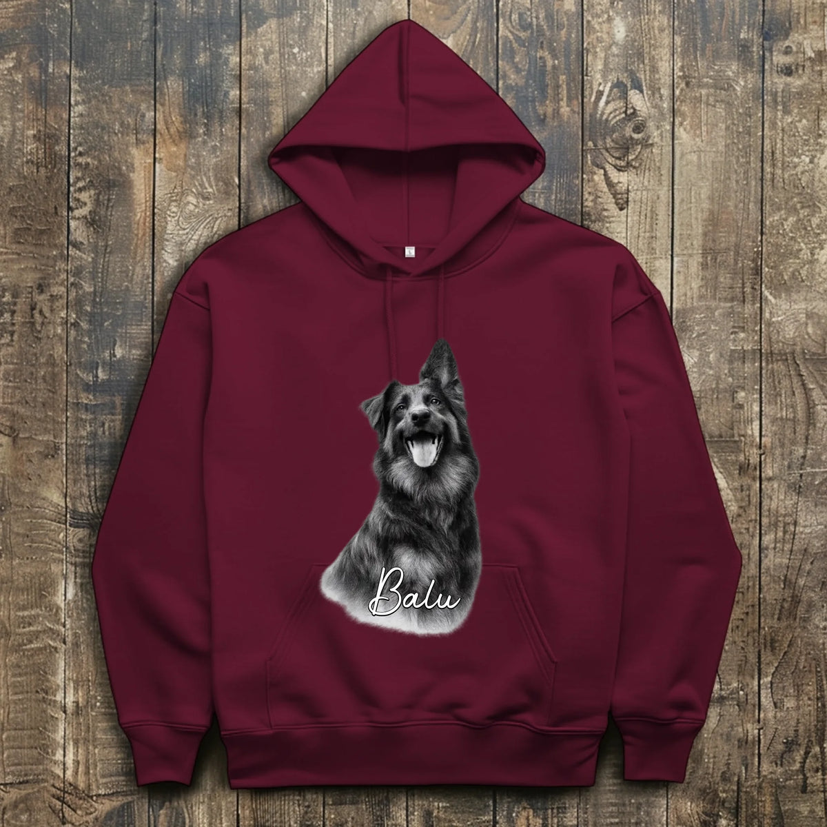 front_Burgundy_The Walking Dad - individueller Hoodie_mockup