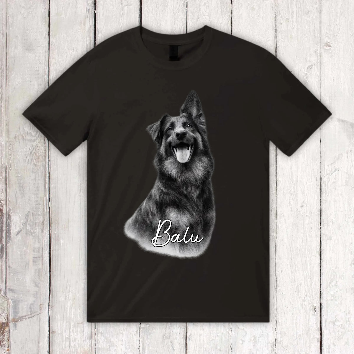 Personalisiertes T-Shirt RETRO Hundefoto mit Name | Personalize Palace