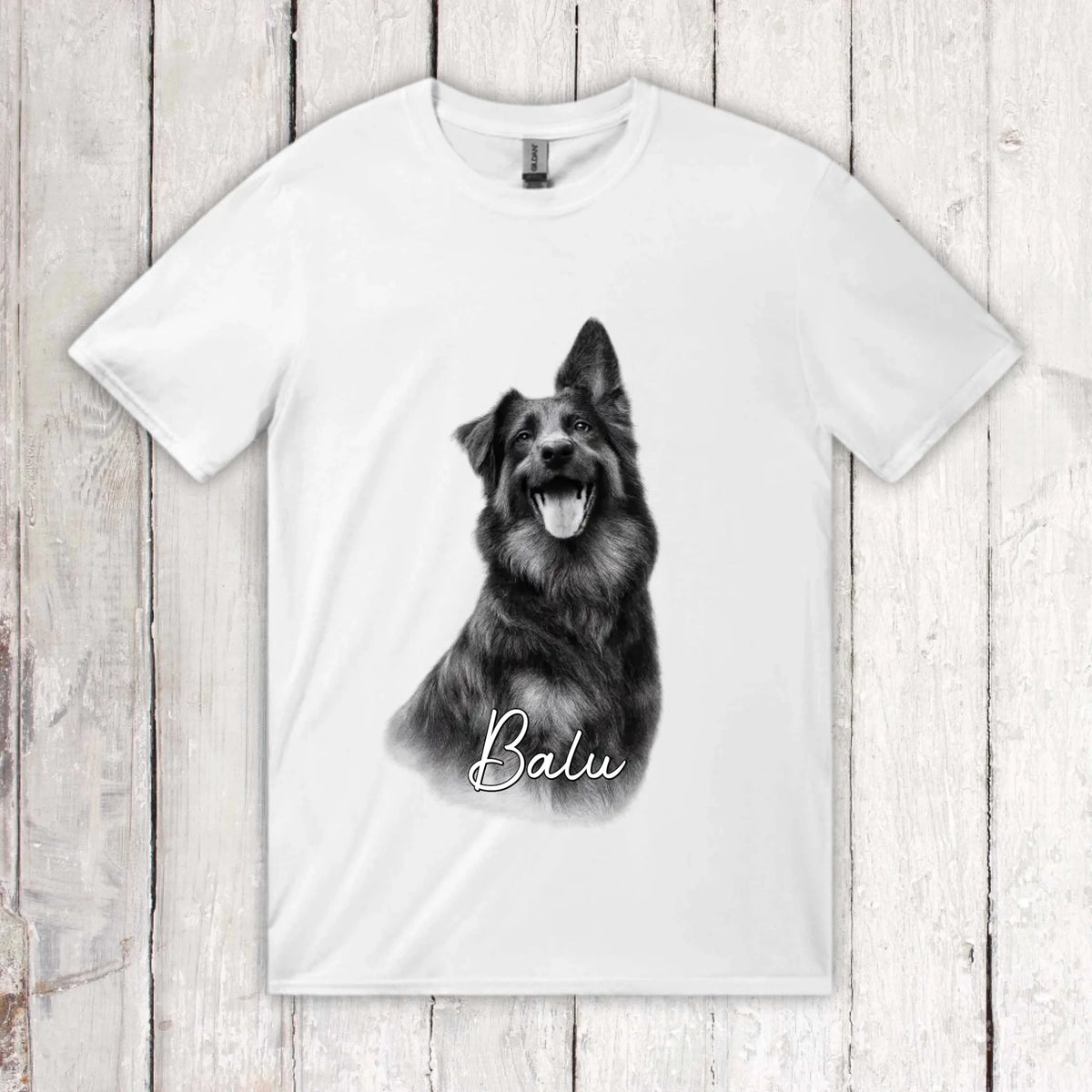 Personalisiertes T-Shirt RETRO Hundefoto mit Name | Personalize Palace