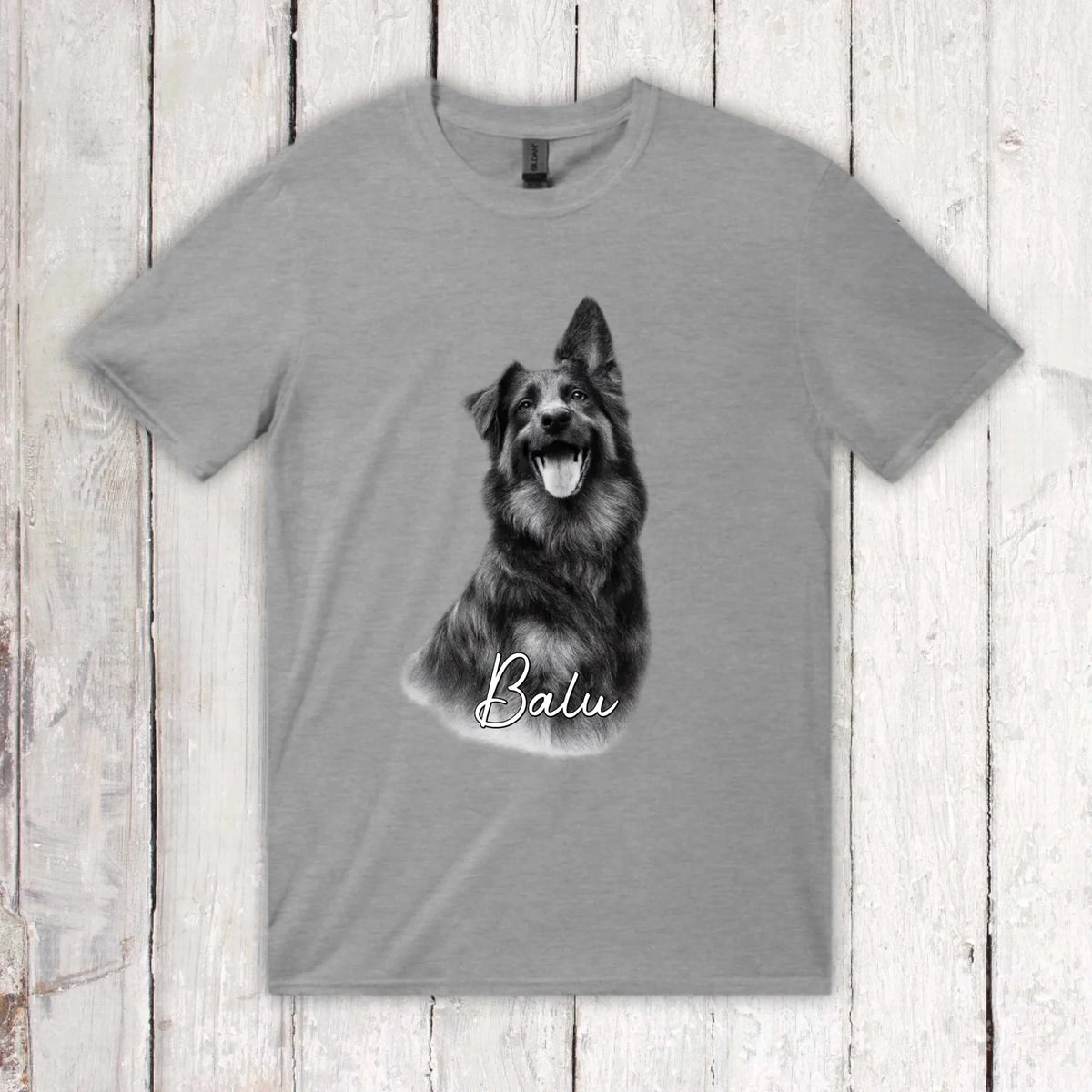 Personalisiertes T-Shirt RETRO Hundefoto mit Name | Personalize Palace