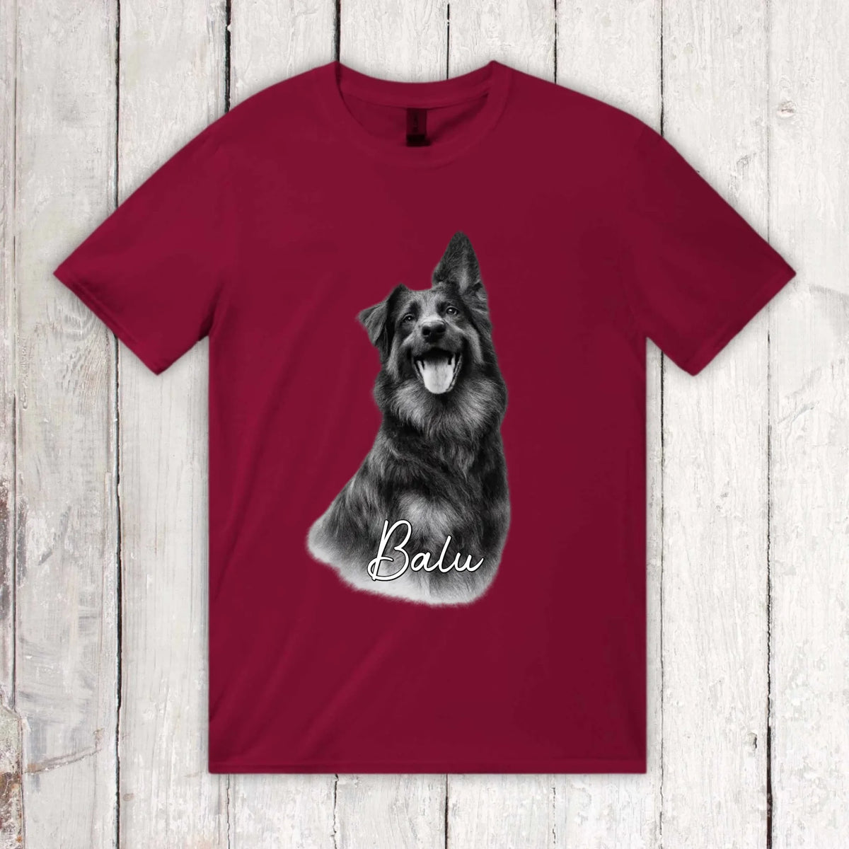 Personalisiertes T-Shirt RETRO Hundefoto mit Name | Personalize Palace