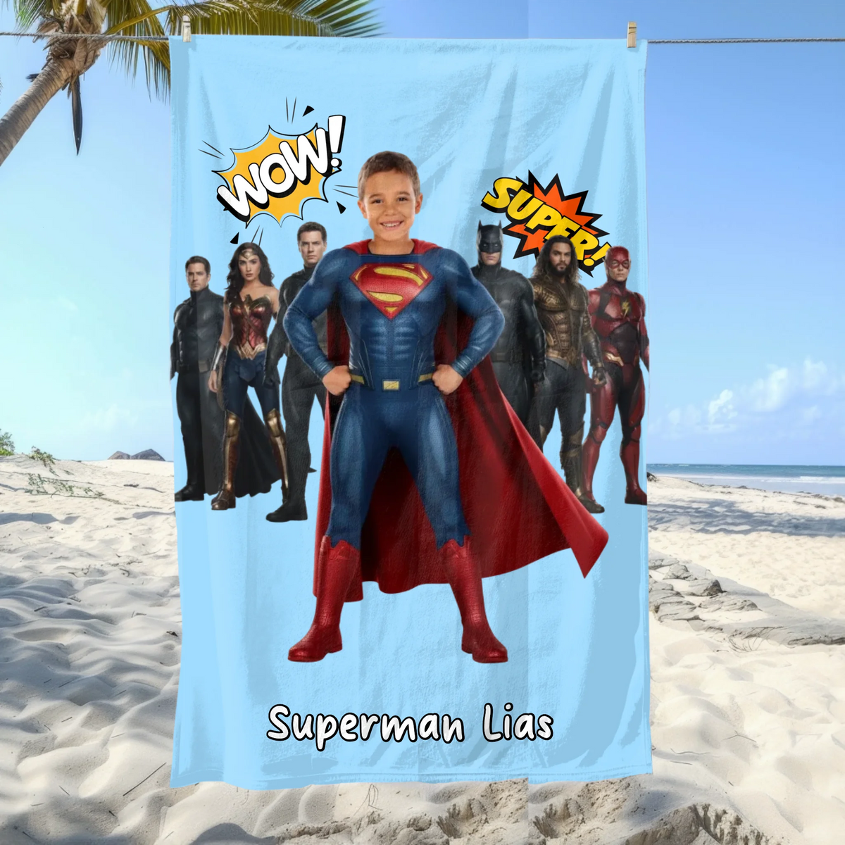 Personalisiertes Handtuch: Superman aus deinem Foto mit Name | Personalize Palace