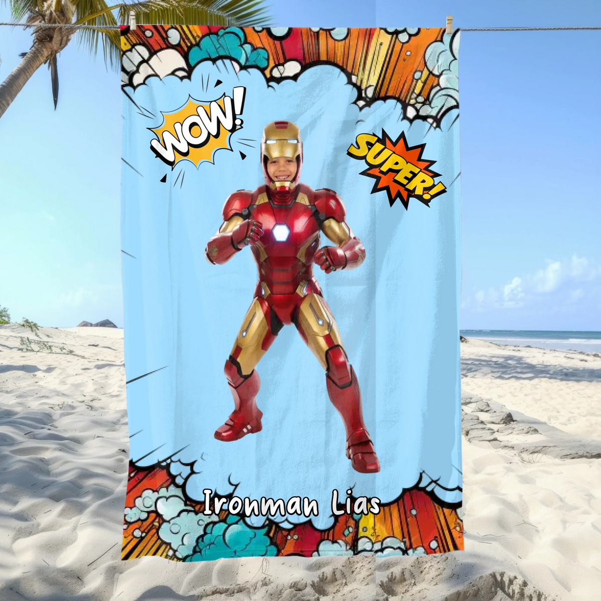 Personalisiertes Handtuch: IRON MAN aus deinem Foto mit Name | Personalize Palace