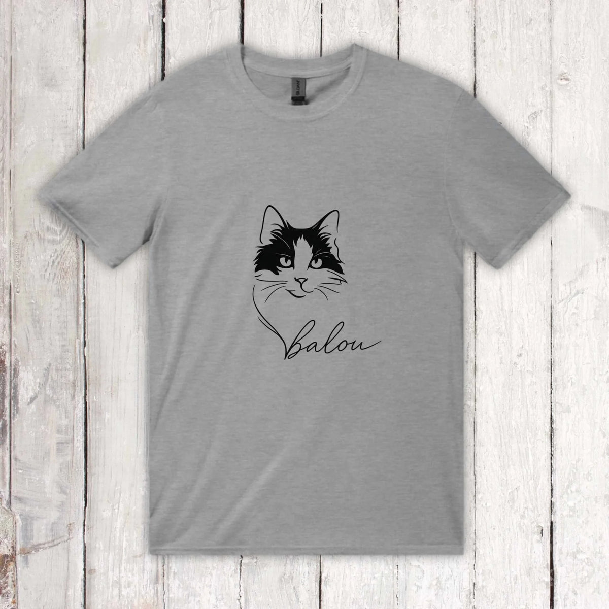 Personalisiertes T-Shirt Linie Porträt von deiner Katze mit Name | Personalize Palace