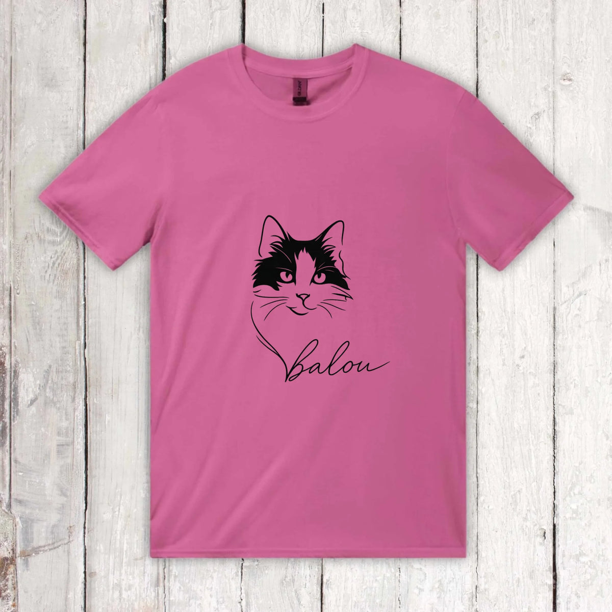 Personalisiertes T-Shirt Linie Porträt von deiner Katze mit Name | Personalize Palace
