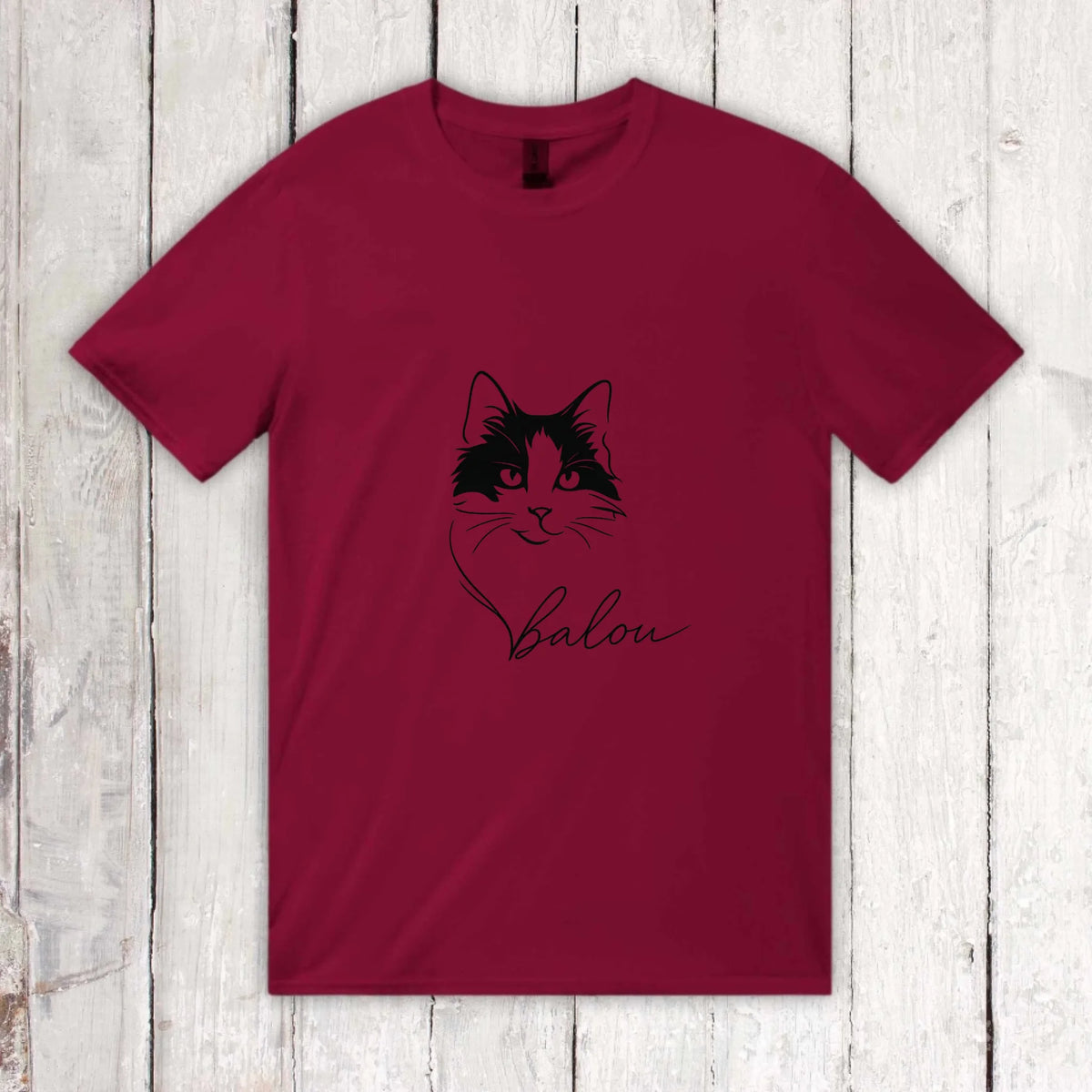 Personalisiertes T-Shirt Linie Porträt von deiner Katze mit Name | Personalize Palace