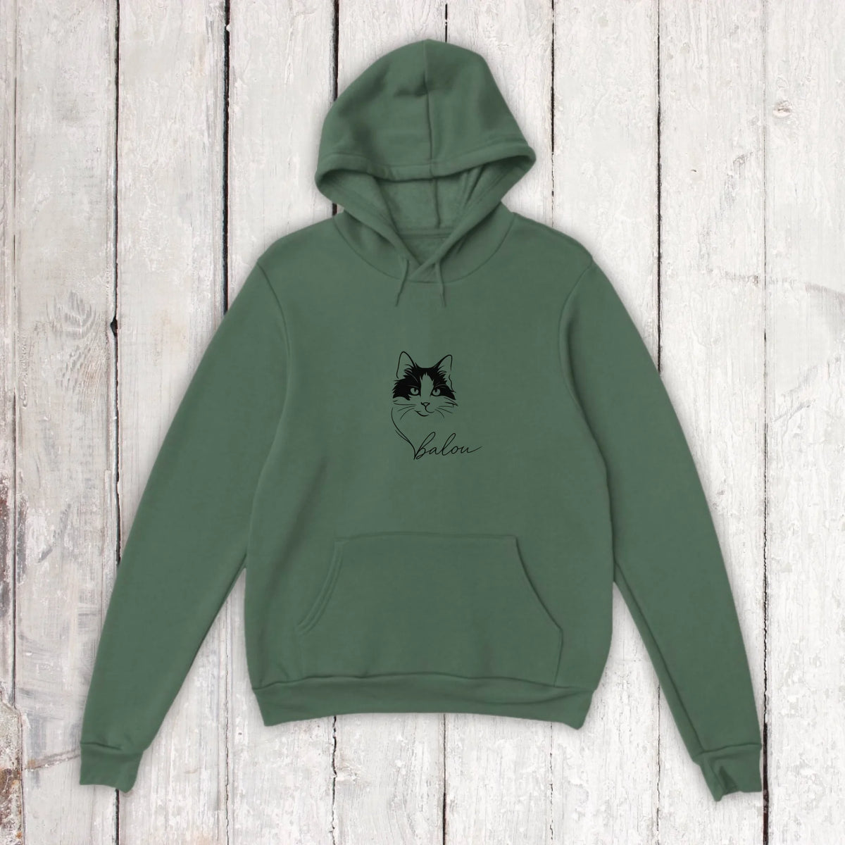 Personalisiertes T-Shirt Linie Porträt von deiner Katze mit Name | Personalize Palace